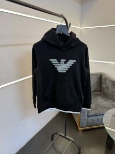 Emporio arman i imported heavy fleece hooded sweatshirt black