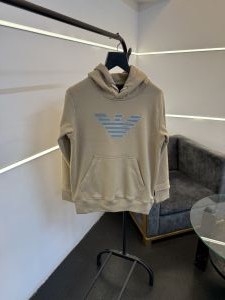 Emporio arman i imported heavy fleece hooded sweatshirt beige