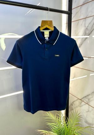 Calvin_Klein Blue Premium Collar Neck Polo T-shirt F2874-BU