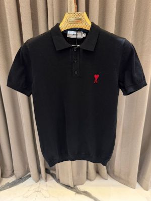 Ami Paris Chest Logo Polo T-shirt Black