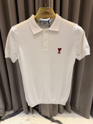 Ami Paris Chest Logo Polo T-shirt White 