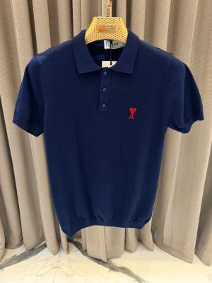Ami Paris Chest Logo Polo T-shirt Navy Blue