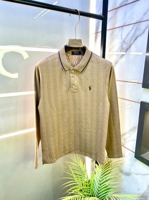 Ralph_Lauren Camel Knitted Full Sleeves Premium Collar T-shirt F2989-CA