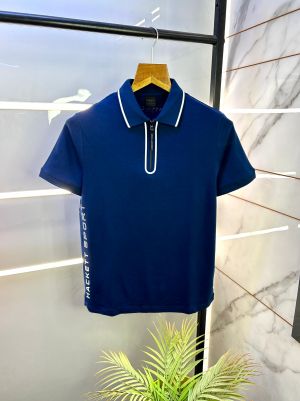 Aston Martin Hacket t Blue Polo Premium Collar Neck T-shirt F2873-BU