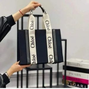 Chloe woody tote bag with box and dust bag (Black)