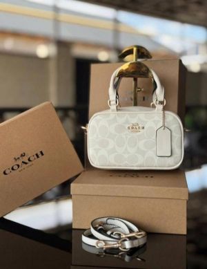 Coac_h Taupe Logo Mini Satchel with box 618