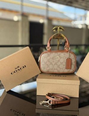 Coac_h Taupe Logo Mini Satchel with box 619