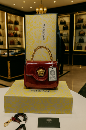 Versace le medusa small handbag with og box(89220-wine)
