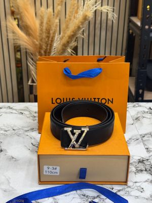 Louis_Vuitton Monogram Canvas Belt With Gold LV Initials Buckle Includes Box and Carry Bag (9-2)