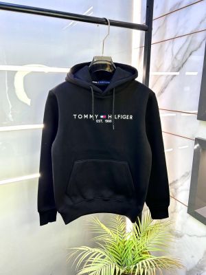 Tommy_Hilfiger Black Embroidery Print Super Premium Hoodie F3260-BL