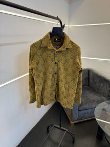 Gucc i musturd imported soft fabric monogram shacket with front open and brand buttons