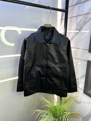 Ralph_Lauren Imported Super Premium Black Leather Zipper Jacket F3263-BL