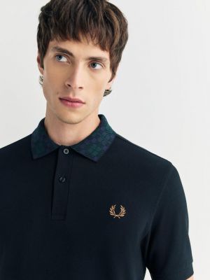 Fred Perr y Navy Premium Cotton Lycra Pique fabric Polo Tshirt with Collar Design and Embroidered Logo 3379