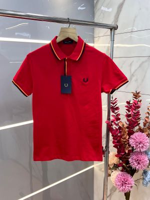 Fred Perr y Red Premium Cotton Lycra Pique fabric Polo Tshirt with Collar Design and Embroidered Logo 2930