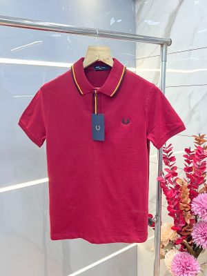 Fred Perr y Maroon Premium Cotton Lycra Pique fabric Polo Tshirt with Collar Design and Embroidered Logo 3383