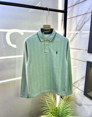 Ralph_Lauren Green Knitted Full Sleeves Premium Collar T-shirt F2989-GR