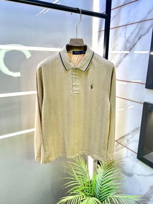 Ralph_Lauren Beige Knitted Full Sleeves Premium Collar T-shirt F2989-BE
