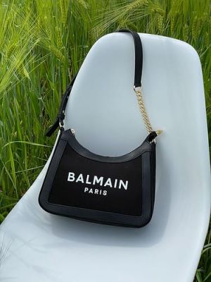 Balmai_n B-Army Paris Canvas Shoulder Bag With Box And Dust Bag (Black)