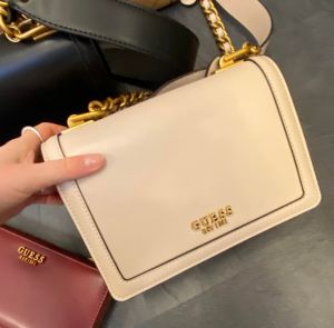 Guess Elliana Abey Convertible Flap Xbody Shoulder Bag With Box And Dust Bag (White)