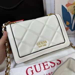 Guess Elliana Abey Convertible Flap Xbody Shoulder Bag With Box And Dust Bag (White)