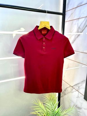 Hugo_Boss Maroon Premium Collar Neck Polo T-shirt F3011-MA