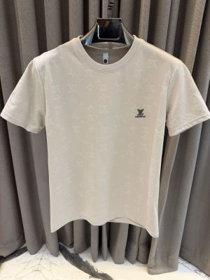 Louis_Vuitton Chest Logo Full Monogram Round Neck T-shirt Beige 