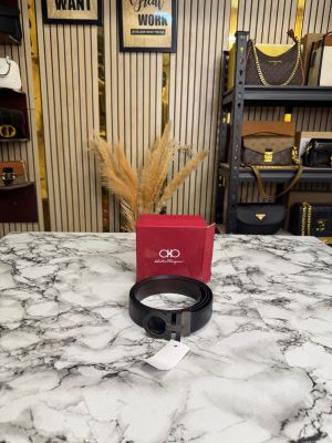 Salvatore_Ferragamo Black Gancini Buckle Belt