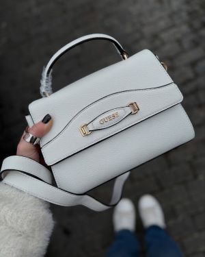 GUESS EMERA LOGO FLAP BAG WITH BOX AND DUST BAG (WHITE)