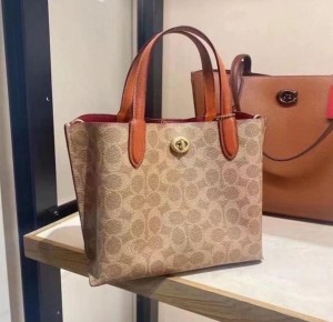 Coach_signature white collection willow small tote 24 crossbody top handle bag with Double  box premium quality 