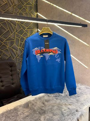 Bluorng Royal Blue Embossed Logo Print Imported Sweatshirt (1942)