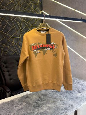 Bluorng Brown Embossed Logo Print Imported Sweatshirt (1944)