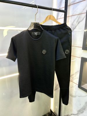 Balmai n Paris Black Imported Embossed Print Premium Track Suit Brand Carry Bag Packing F3299-BL