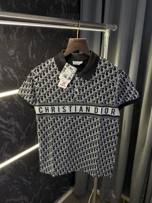 Christian Dio r Monogram Imported Polo Tshirt (Black)