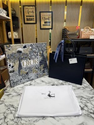 Christian_Dior_Book_Embossed_Calfskin_Tote_With_Box_And_Dust_Bag_(Black)