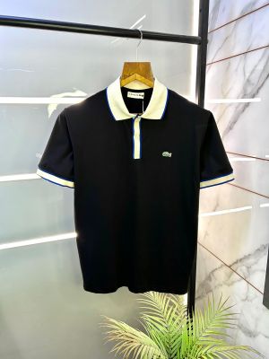 Lacost e Black Polo Premium Collar Neck T-shirt F2974-BL