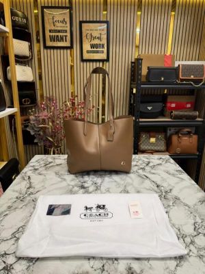 Coach_North_Leather_Tote_Bag_Premium_Quality_With_Dust_Bag_(Khaki)