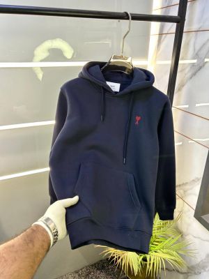 Ami Logo Imported Navy Super Premium Hoodie F3282-NY