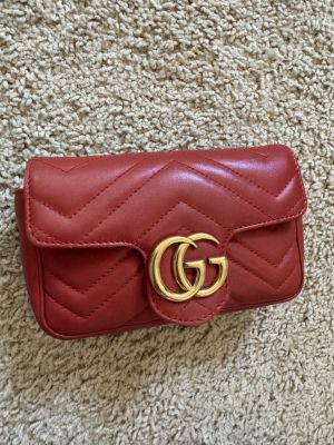 Gucci_marmont Red mini sling bag premium quality with og box