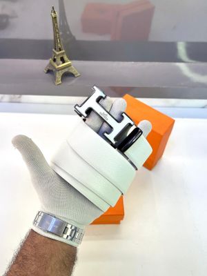 Herme_s Paris White Auto Lock Belt Fa 160