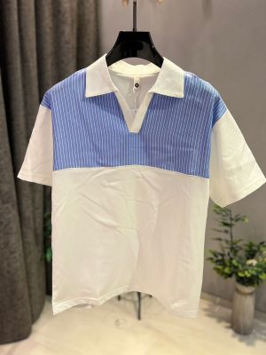 KOREAN IMPORTED HIGH DEMAND ARTICLE POLO T-SHIRT WHITE AND SKY BLUE
