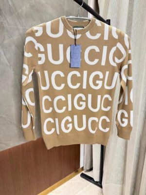 Gucc i Light Brown Knitted Pullover Full Sleeves Knitted Lycra 