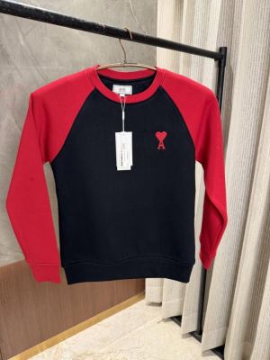 Ami Paris Red Full sleeves Sweatshirt Warm cotton Imported