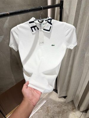  Lacost_e White Knitted polo Brand Collars