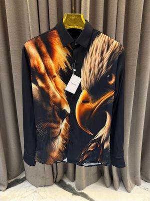Balmain_Paris_Black_Eagle_&_Lion_Print_Premium_Shirt_With_Box_Packing_(1970)