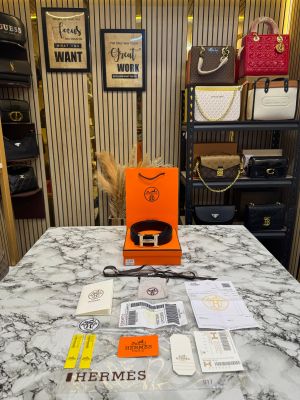 Hermes Premium Quality Leather Belt Printed With Initial Buckle Including Box Dust Bag And Carry Bag (8-2)