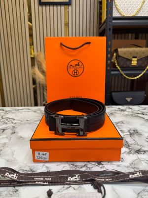 Hermes Premium Quality Leather Belt Printed With Initial Buckle Including Box Dust Bag And Carry Bag (8-4)