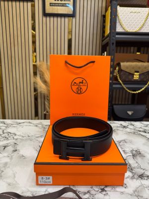 Hermes Premium Quality Leather Belt With Initial Buckle Including Box Dust Bag And Carry Bag (8-3)