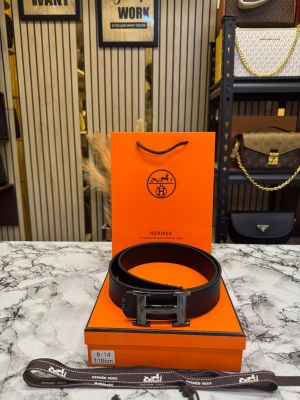 Hermes Premium Quality Leather Belt With Initial Buckle Including Box Dust Bag And Carry Bag (8-1)