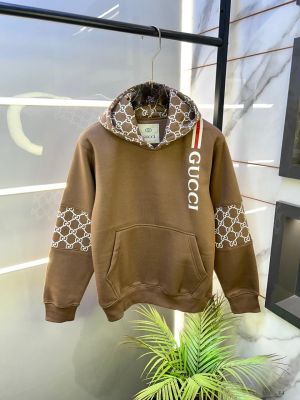 Gucc i Brown Imported Monogram Super Premium Hoodie F3303-BR