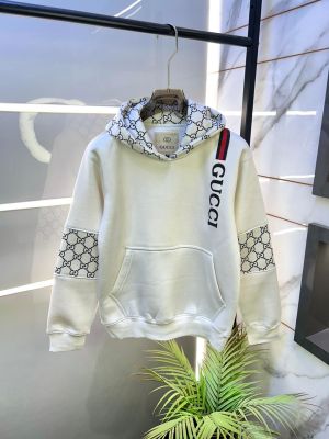 Gucc i White Imported Monogram Super Premium Hoodie F3303-WH